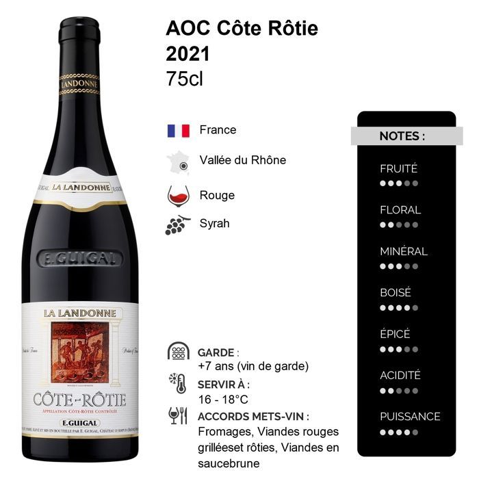 Maison Guigal Côte Rôtie La Landonne 2021 - Vin Rouge de la Vallée du Rhône (75cl)