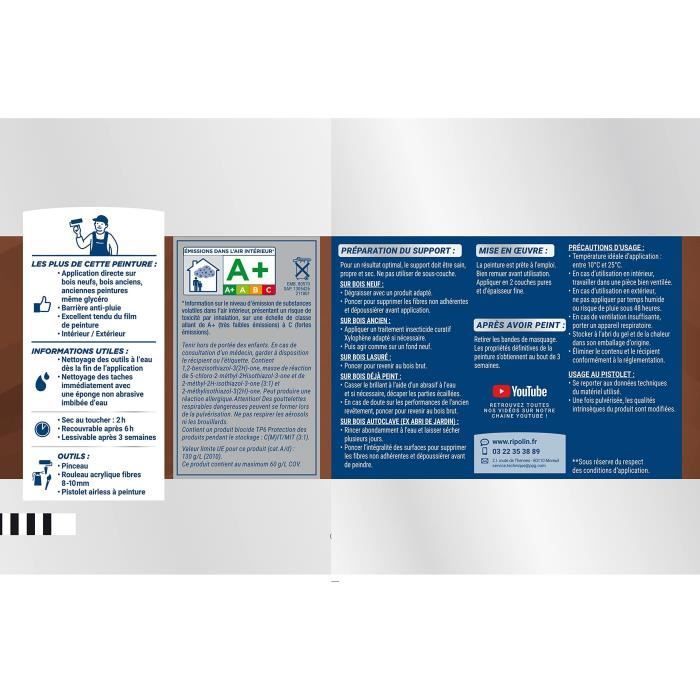 Pintura satinada para madera RIPOLIN de alta protección durante 10 años que protege y realza su madera - Verde vasco