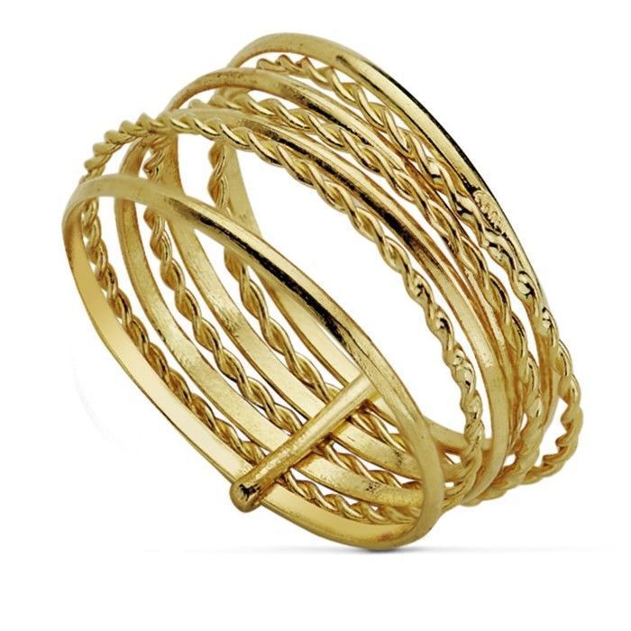 Bague en or 18 carats, bracelet hebdomadaire, fils lisses et tressés