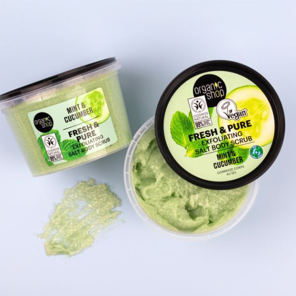 Organic Shop Exfoliačný telový peeling Mäta a uhorka 250 ml