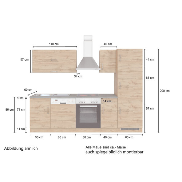 PORTO keukenunit, 270 cm, wotan/wotan
