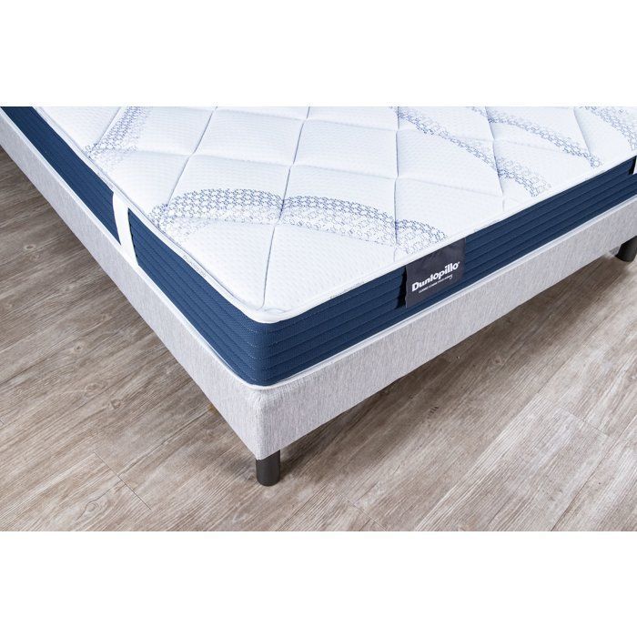 Conjunto de colchón y base de cama Dunlopillo de 140x190 cm - 18 cm de altura - Espuma aireada - Soporte firme - Fabricado en Francia
