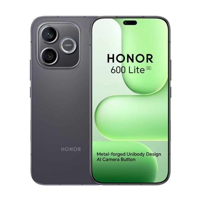 Smartphone 5G - HONOR 600 Lite - 8 GB de RAM - 256 GB - Negro - Botón de cámara con IA y 108 MP - Batería de 6520 mAh - Versión UE