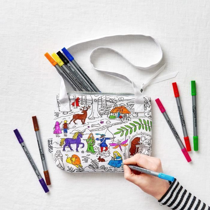 Sac à bandoulière - Contes et légendes Eat Sleep Doodle - Blanc/multicolore - 22x18 cm - Enfant