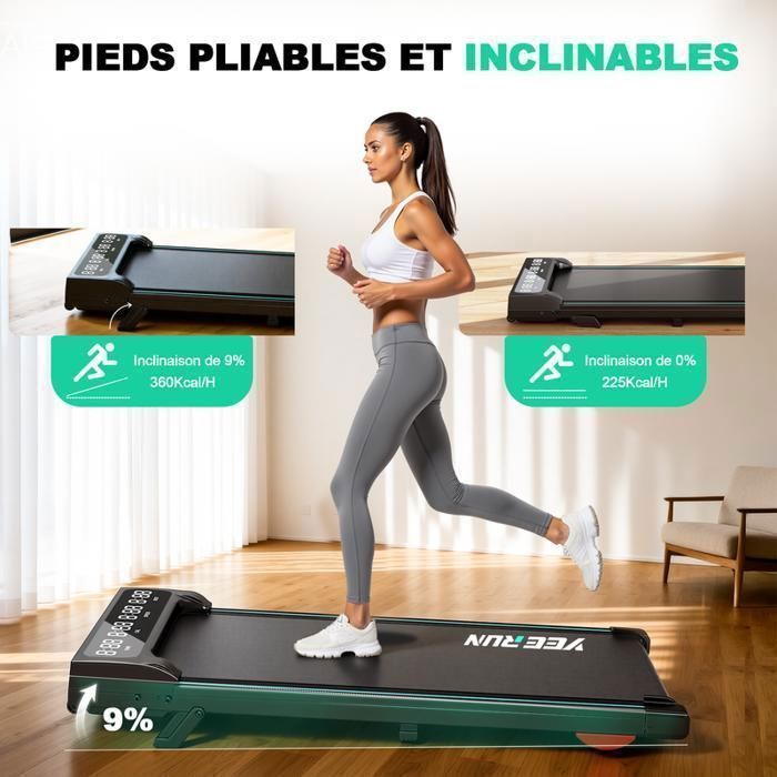 Tapis de course - YEE RUN - Moteur 2,5 HP - Vitesse 1-6 km/h - Inclinaison manuelle 9%