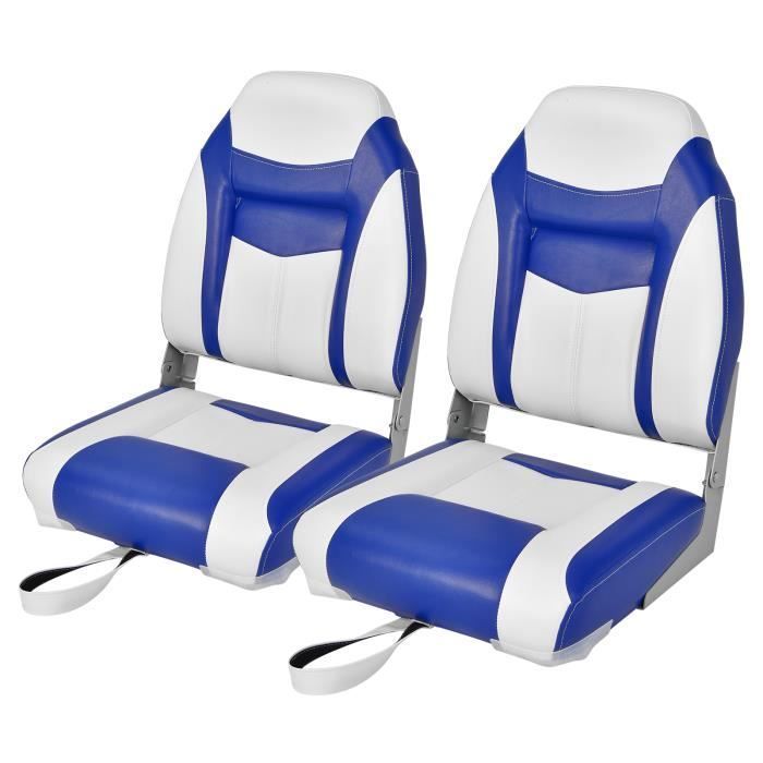 Asiento plegable para barco COSTWAY de 2 piezas con respaldo y cojín de cuero sintético PVC, bisagras flexibles, 4 tornillos incluidos, capacidad de carga de 115 kg, azul.