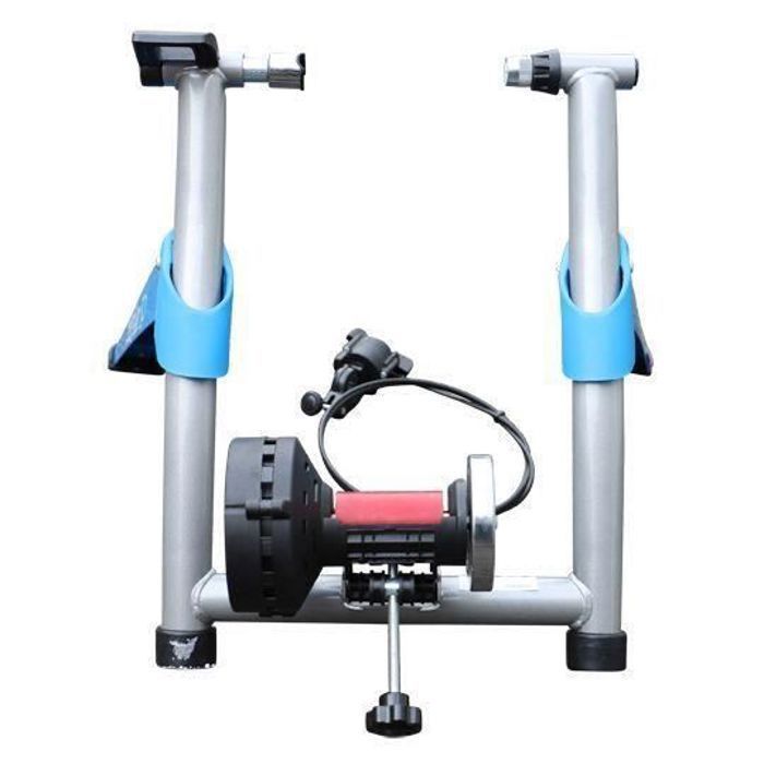 Home trainer - Optimiz - Pliable - Magnétique - Blanc/Bleu - Pour adultes jusqu'à 100 kg