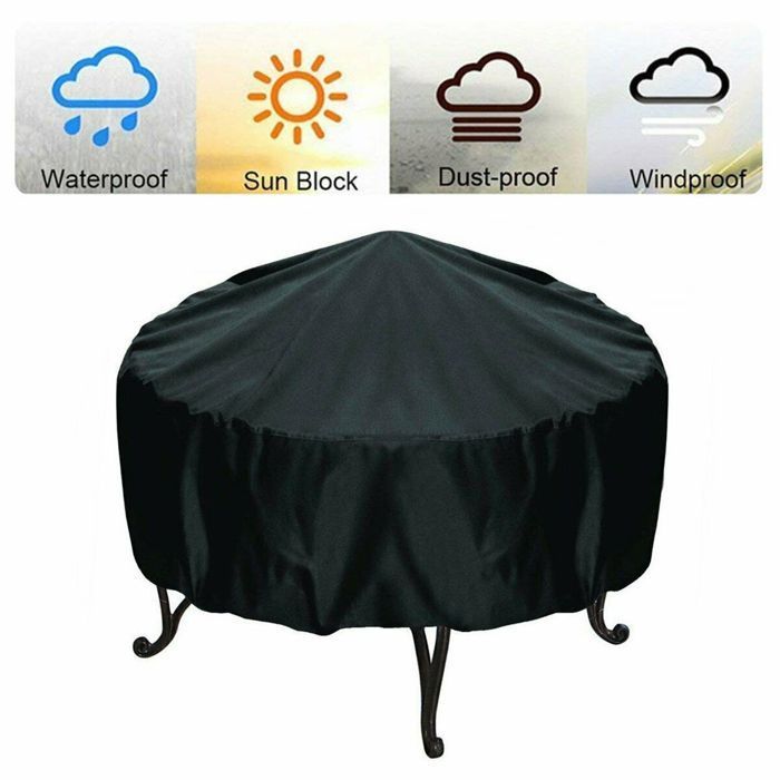 Ronde vuurkorfhoes, waterdichte Oxford vuurkorfhoes, ronde hoes voor vuurkorf, barbecue vuurkorfhoes, 77*58 cm zwart