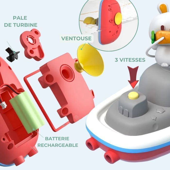 Juguete de baño - HELLO HIPPO® - Fuente de baño - Multicolor - 4 piezas - A partir de 6 meses