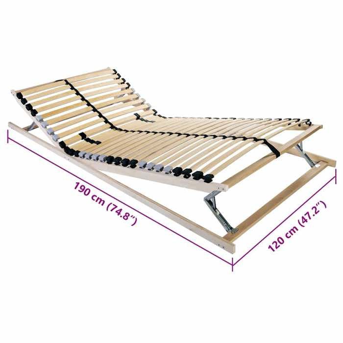 Base de cama de láminas vidaXL Marrón 120x190 cm - Madera maciza de haya - 190x120 cm 5249387
