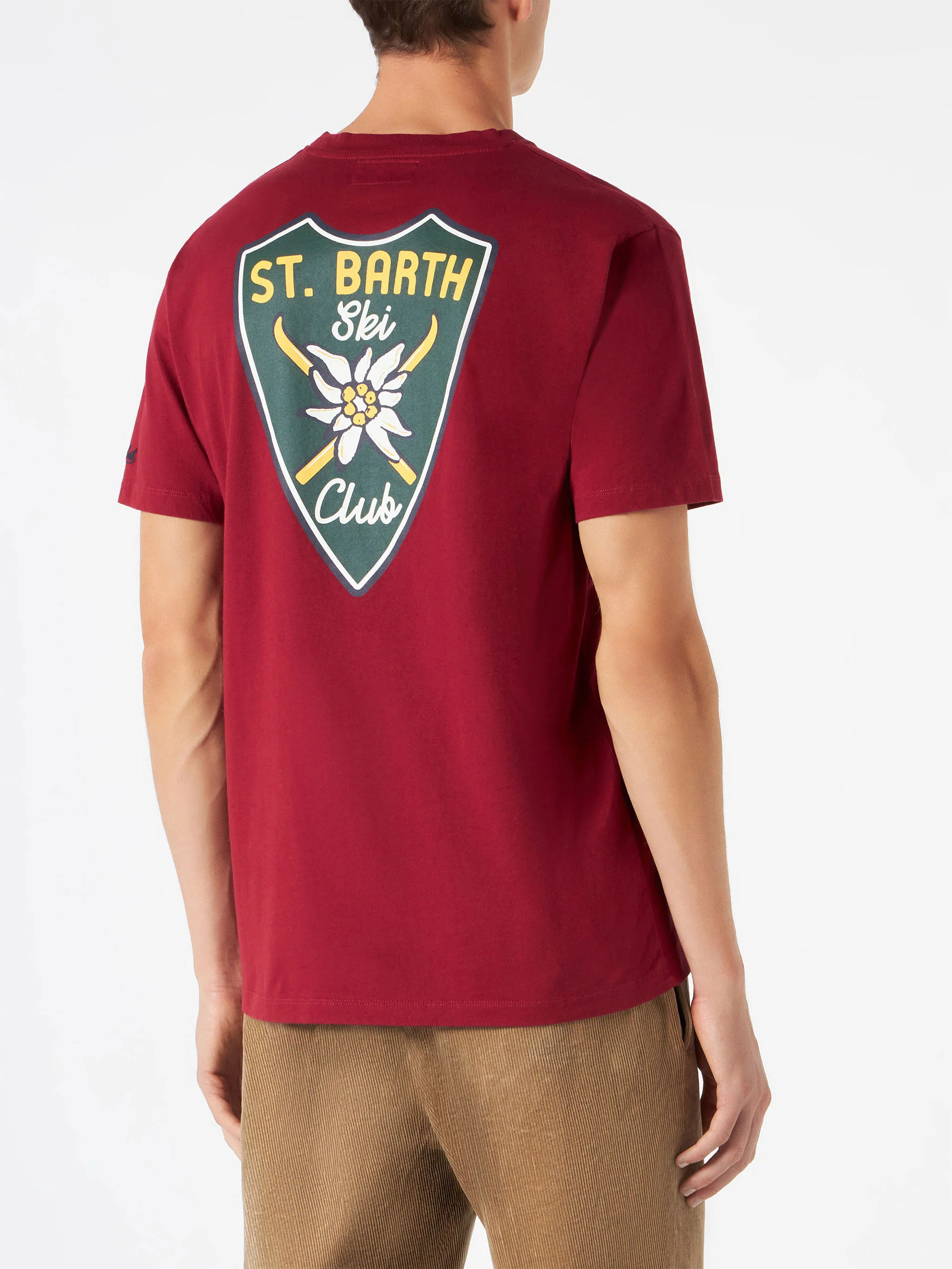 Herren-T-Shirt mit Burgunderrot und Aufdruck