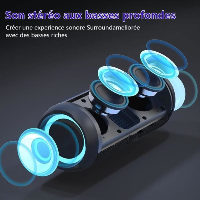 Kannettava Bluetooth-kaiutin, 360° Surround Stereo Langaton Kaiutin, 1200mAh, IPX5, USB-AUX-TF-korttiportti juhliin, vaellukseen