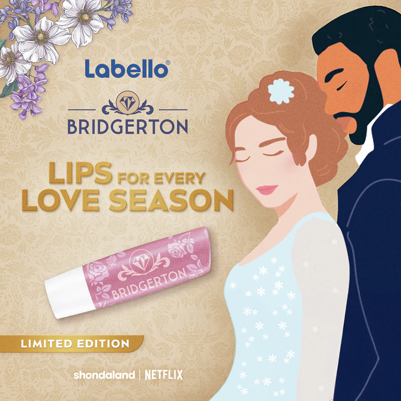 Bálsamo labial hidratante com cor de rosa Labello Bridgerton