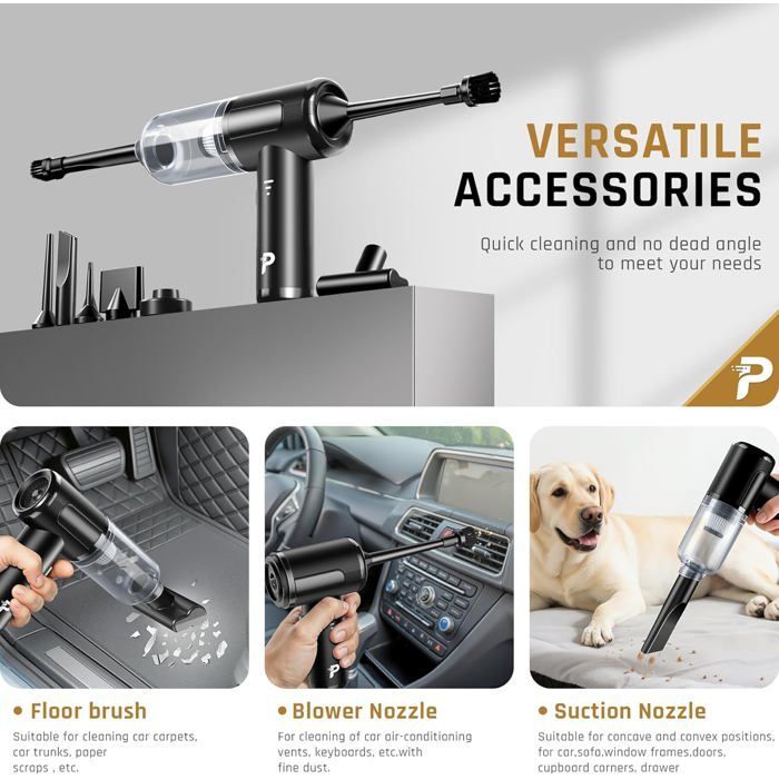 Cordless Handheld Vacuum Cleaner, 25000Pa Powerful Cordless Car Vacuum Cleaner with Large Capacity Battery, Mini Rechargeable Vacuum Cleaner