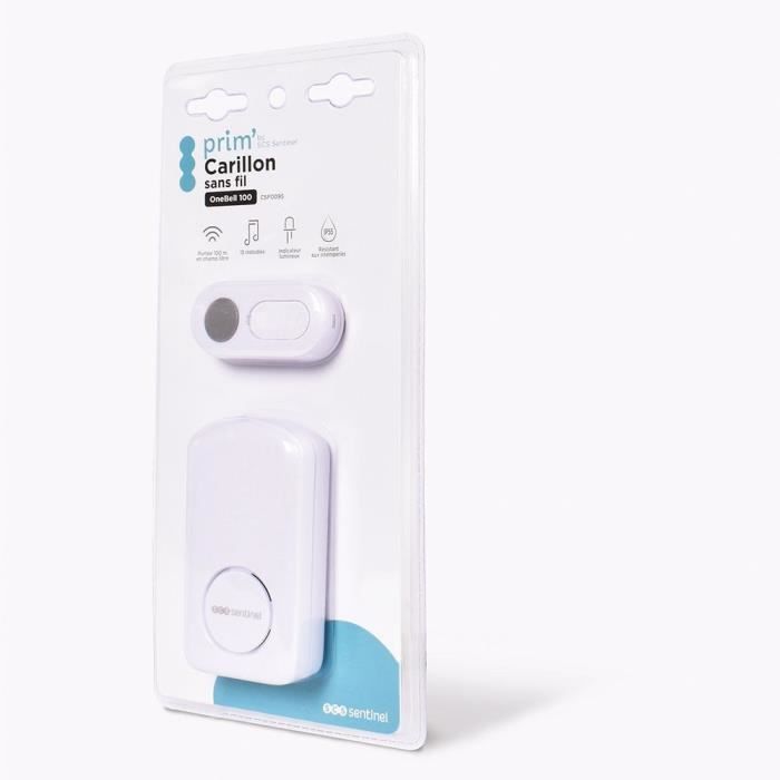 Timbre inalámbrico OneBell 100 - SCS SENTINEL - Alcance de 100 m - 15 melodías - IP55