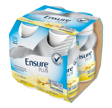 ENSURE Abbott Ensure Plus Banana 4x200ml Hoogcalorisch voedingssupplement
