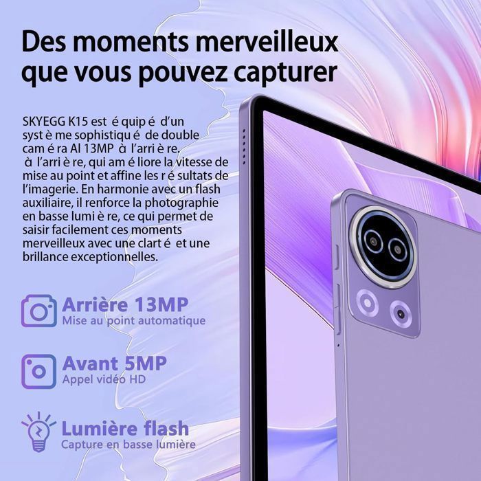 Tablet SKYEGG da 11 pollici - 24 GB di RAM, 256 GB di memoria interna - Android 14 - Widevine L1 | Netflix HD - Batteria da 8000 mAh - Doppia fotocamera da 5 MP + 13 MP - Wi-Fi 5G - Viola