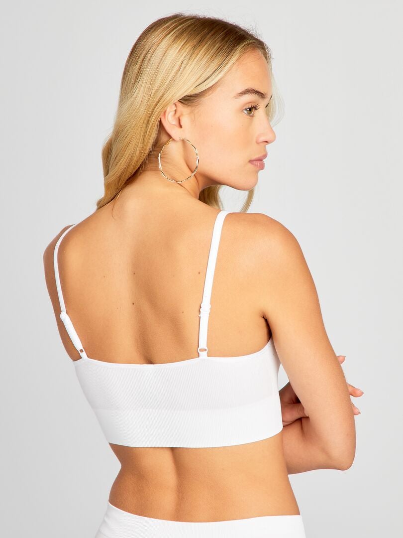 Sutiã esportivo triangular canelado - BRANCO
