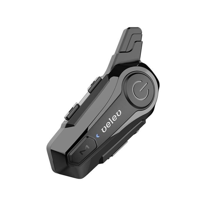 Interfono per moto PRUMYA Bluetooth 5.0 per due caschi, portata di comunicazione 1 km, autonomia di conversazione 12 ore, impermeabile IPX6.
