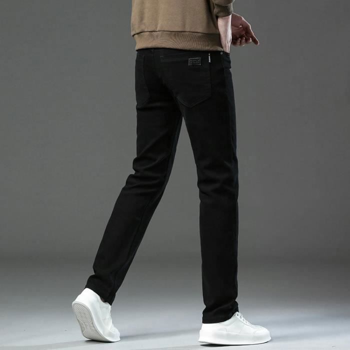 Pantalones vaqueros de pierna recta para hombre INSFITY, tallas grandes - Negro