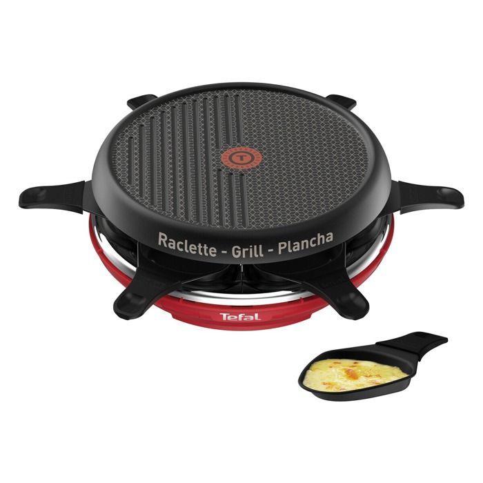 Appareil à raclette TEFAL Colormania Rouge 850W - 6 personnes - Plaque antiadhésive - Indicateur Thermo-Spot