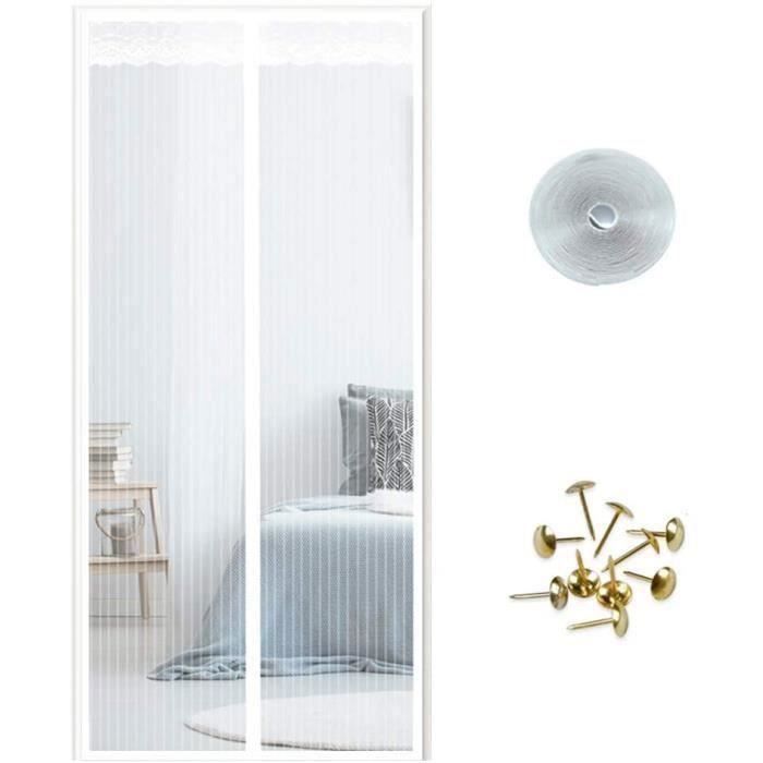 Moustiquaire porte Magnétique210*90cm Blanc / Rideau de Porte magnétique pour portes Anti Moustiques