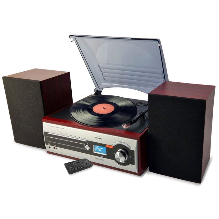 Sistema HiFi Inovalley CH14E con giradischi da 80 W, lettore CD, Bluetooth, radio FM e USB + telecomando.