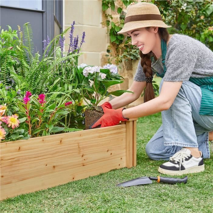Yaheetech Wooden Raised Garden Bed, Outdoor/Indoor Vegetable Planter, Flower and Vegetable Planter, 245.5 × 62.5 × 27 cm