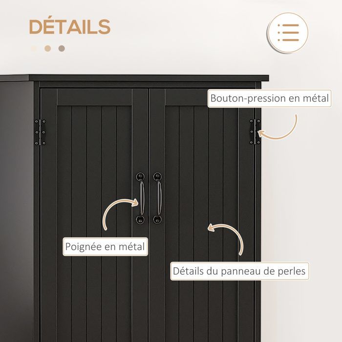 Aparador de cocina - HOMCOM - mueble contemporáneo multifuncional con 2 armarios y 3 estantes - MDF - 60x30x123cm - negro
