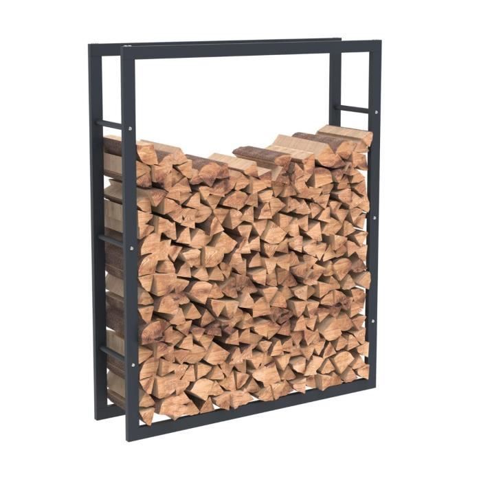 Range-bûches en acier noir Bc-elec HHWPF0025 - 125x100x25CM