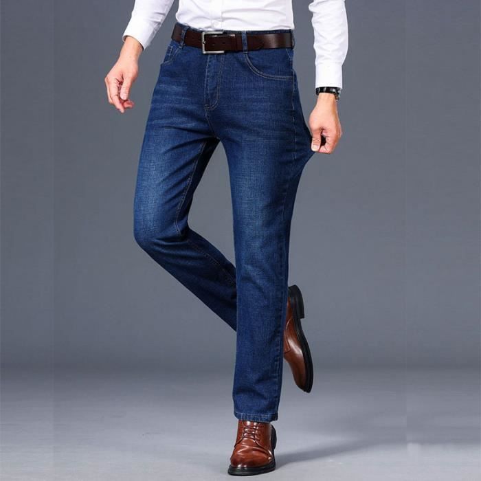 Pantalones vaqueros de hombre, corte recto, elásticos y resistentes, corte ajustado - Azul marino oscuro