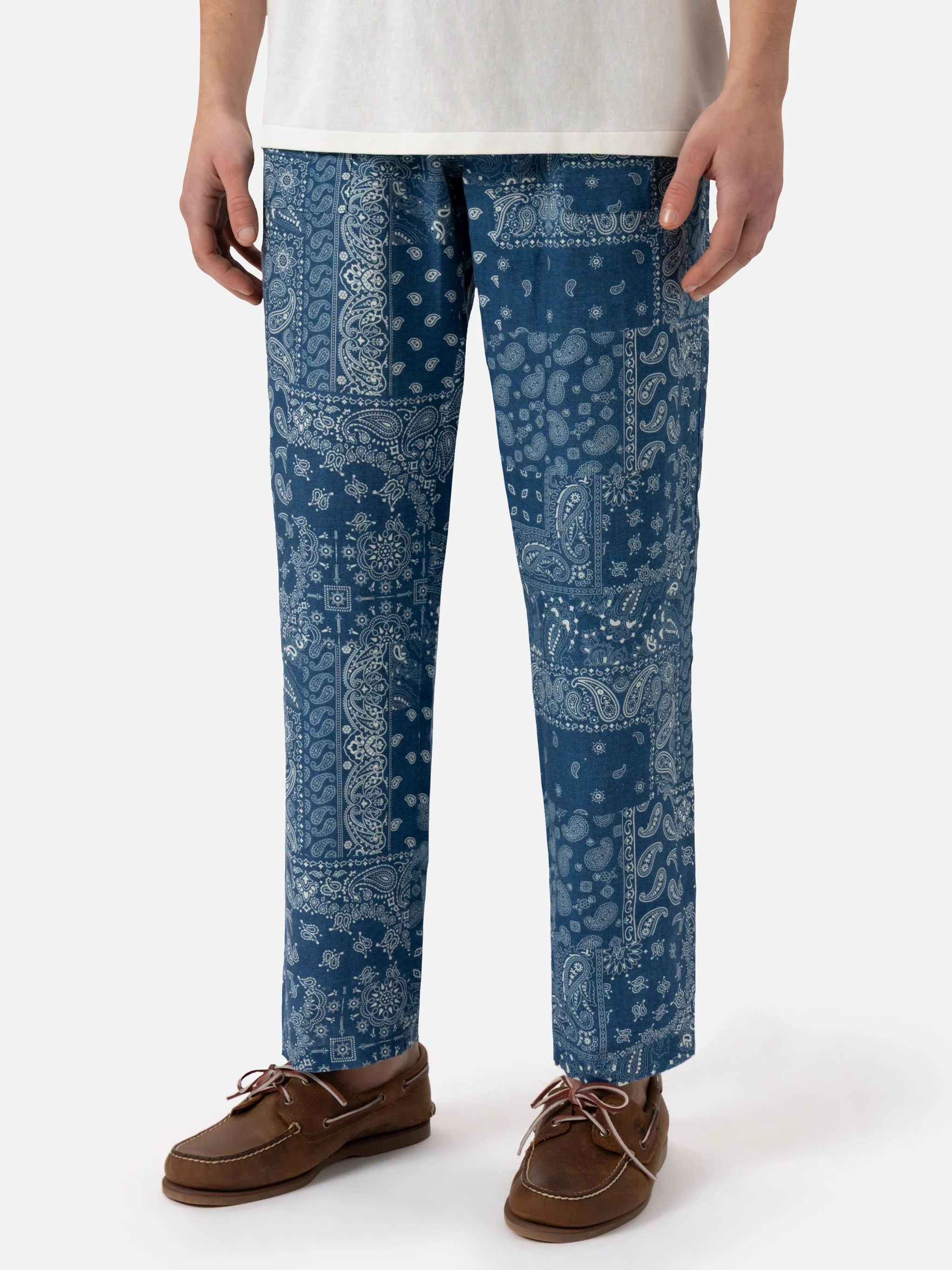 Calais linnen broek met bandana-print