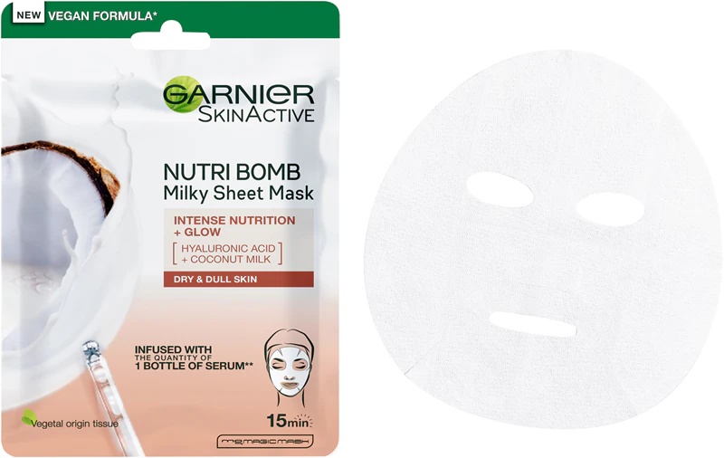 Garnier Textil Masks Nutri Bomb negovalna maska v platnu z osvetljevalnim učinkom