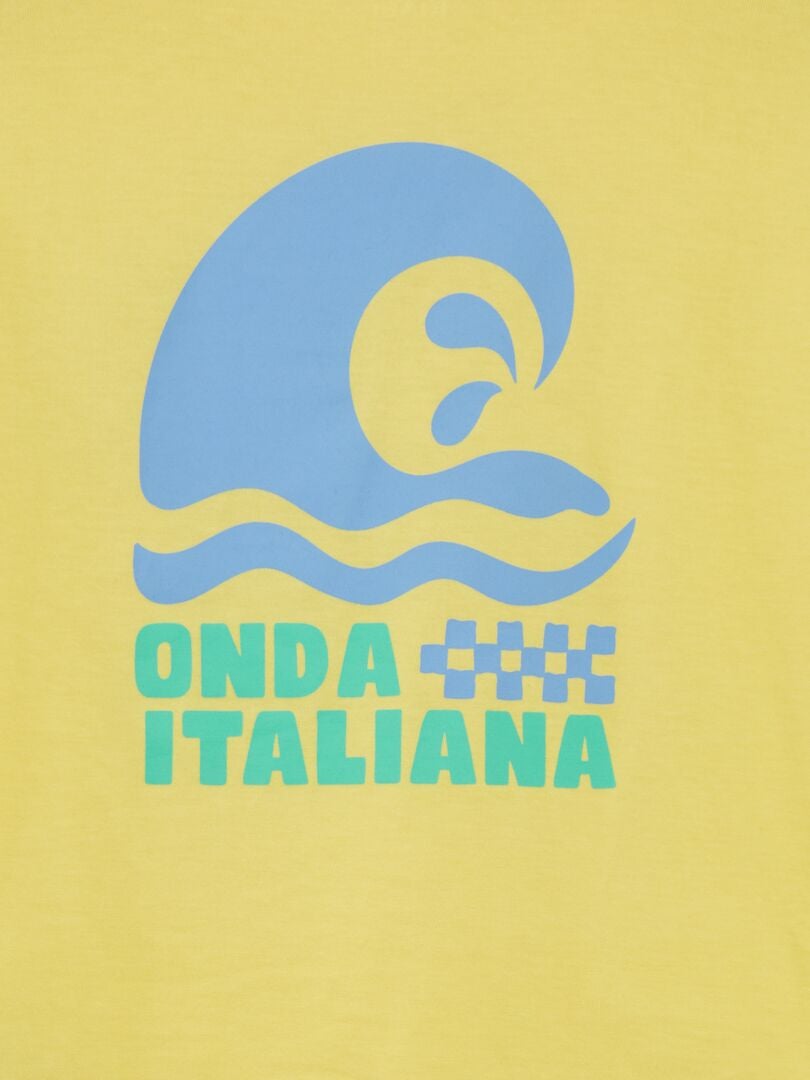 Luźny T-shirt z nadrukiem - Edycja Grafik - ŻÓŁTY