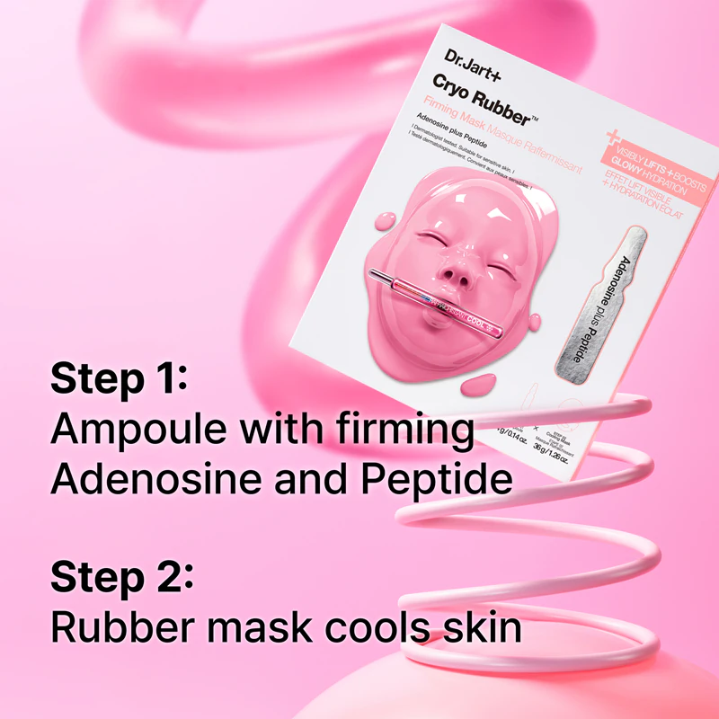 Máscara de hidrogel Dr. Jart+ Cryo Rubber™ Firming Mask com efeito firmador intensivo para a pele.