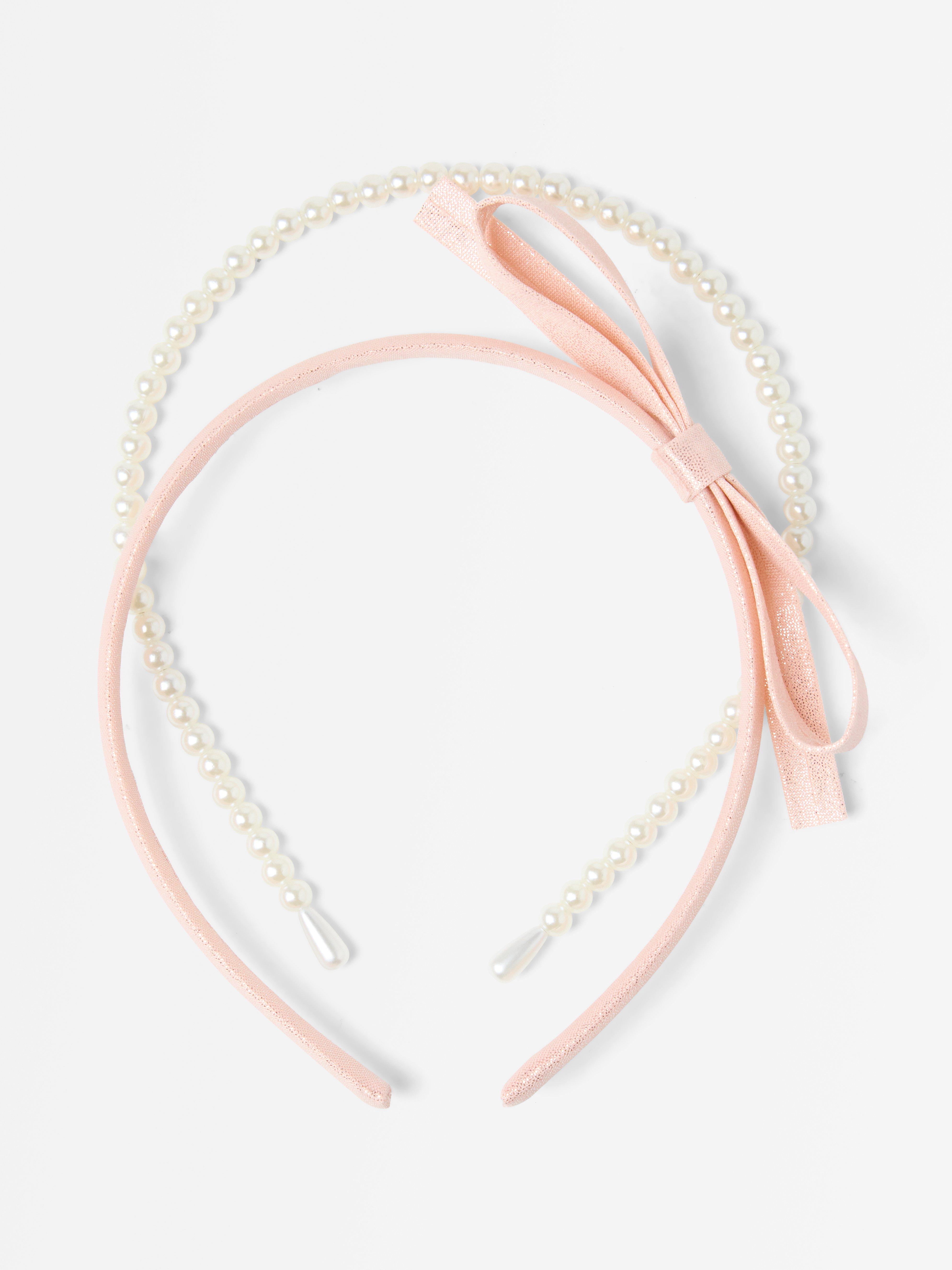 Conjunto com 2 tiaras brancas