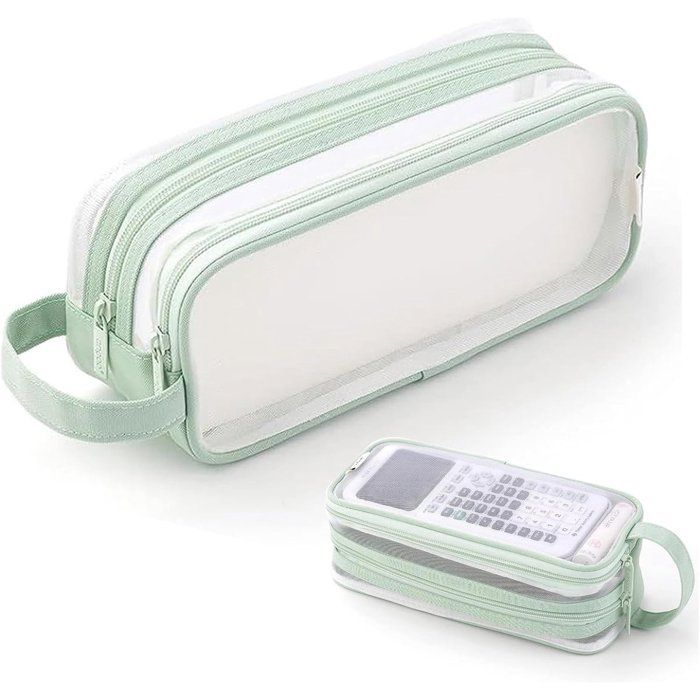 Transparent mesh pencil case, for school/exams, unisex.