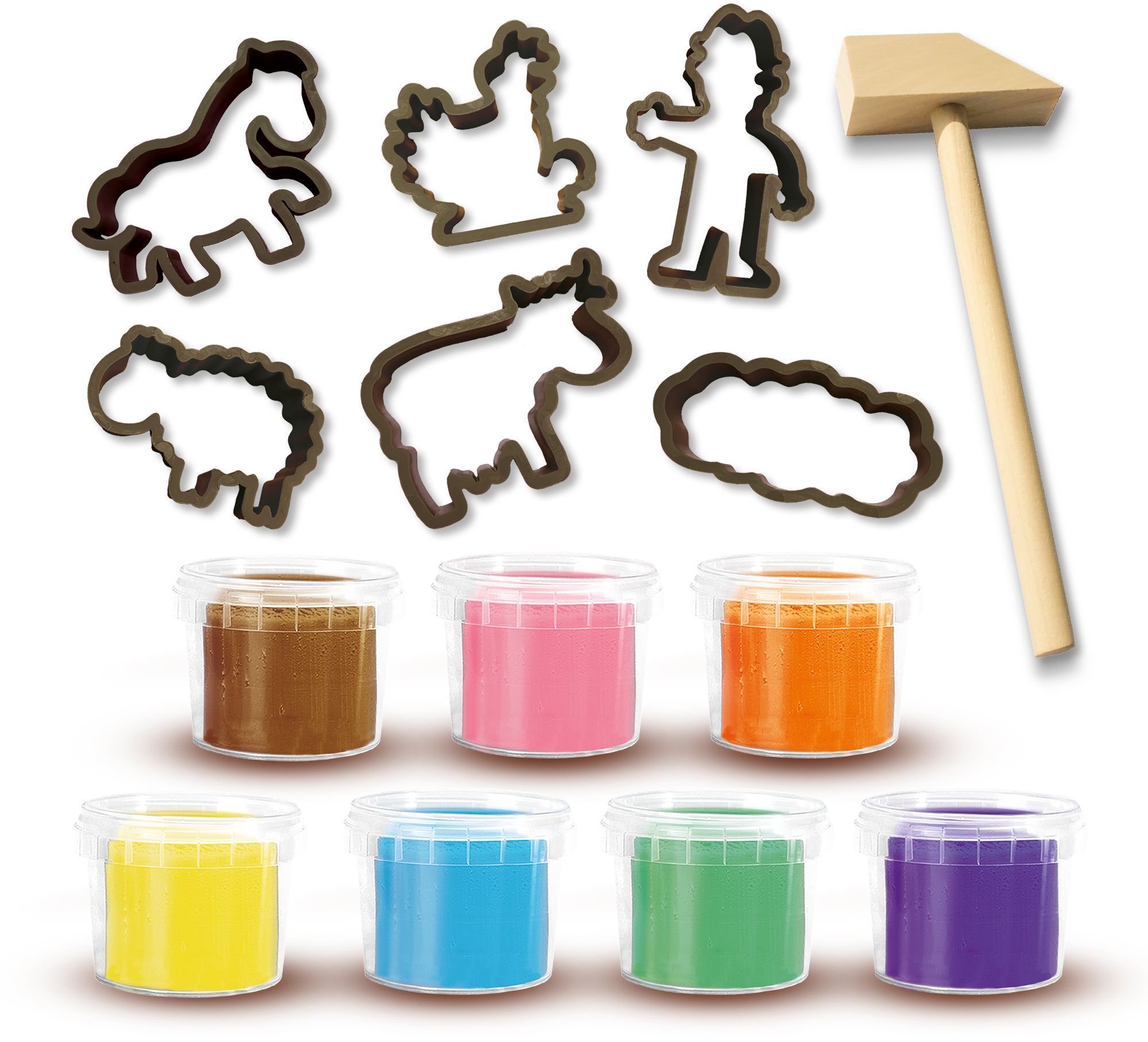 Kit de pâte à modeler géant écologique (7x90 g avec outils) - SES CREATIVE - Dough - Fabriqué aux Pays-Bas - Rouleau bois - Age : 2+