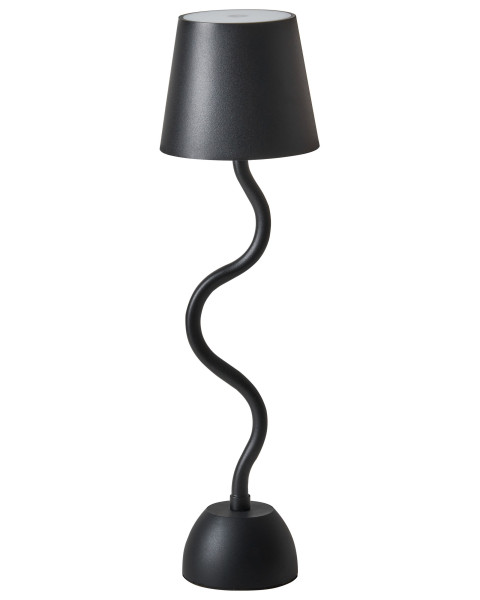 Nowoczesna lampa stołowa metalowa czarna bezprzewodowa USB biała
