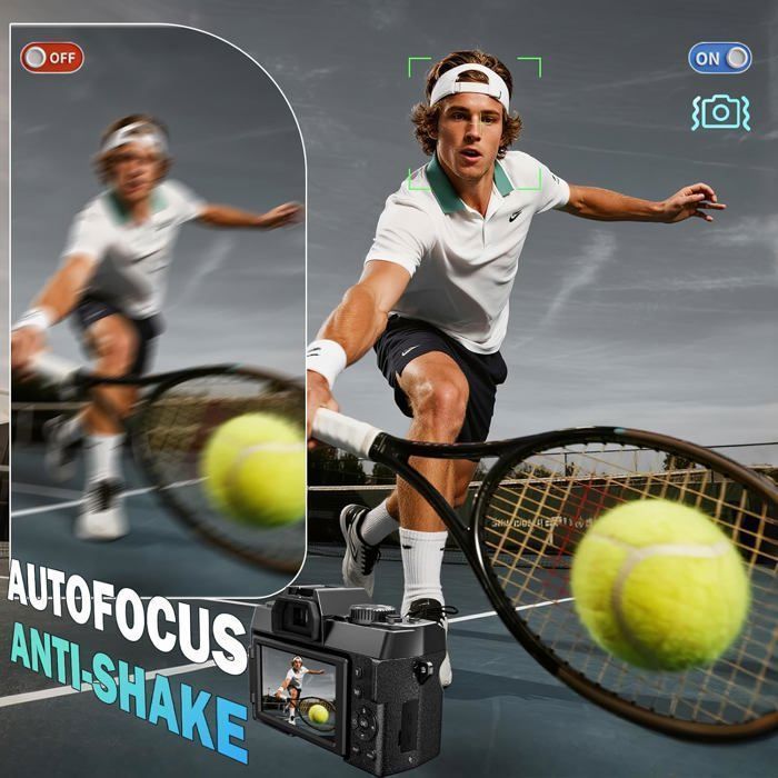 Appareils Photo numériques Ture 4K pour la Photographie et Le vlogging 48MP/60FPS, WiFi et contrôle d'application