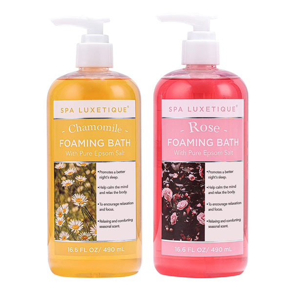 Livingandhome 2-delt skummende badesett med duft av rose og kamille