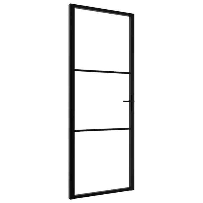 vidaXL Porte intérieure Verre ESG et aluminium 76x201,5 cm Noir 151198