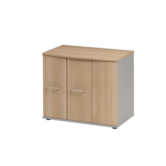 Mueble bajo de almacenamiento GAMI de 3 puertas - Estilo industrial - Aspecto de madera - Marrón