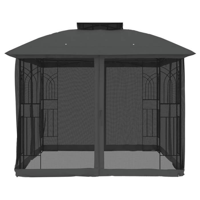BONNIE® Gartenpavillon – Wind- und wasserbeständig – mit Doppeldach und anthrazitfarbenen Stahlgitterwänden EU941950