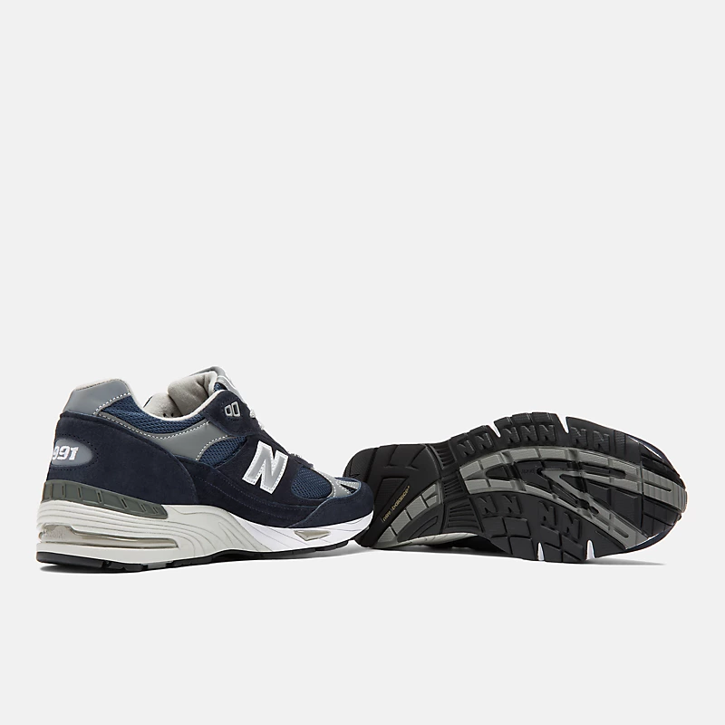 Męskie buty MADE in UK 991v1 – granatowe z szarym