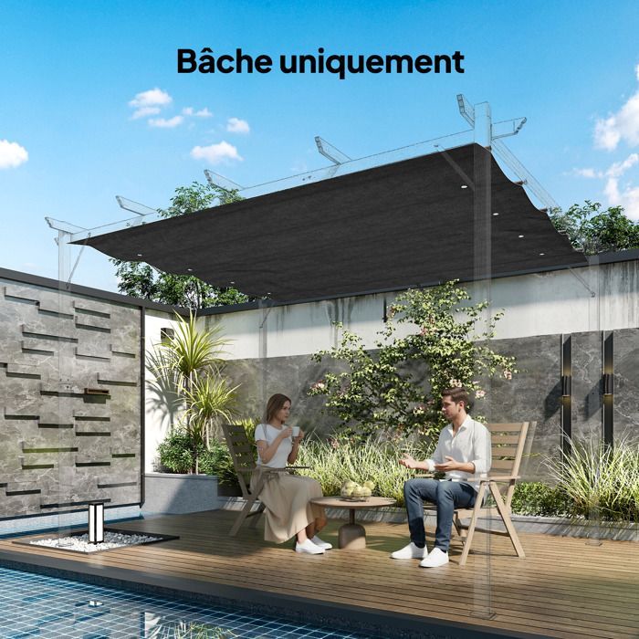 Toile de toit de rechange pour pergola - Outsunny - toile de remplacement protection solaire anti-UV 30+ pour pergola de 3 x 2 m