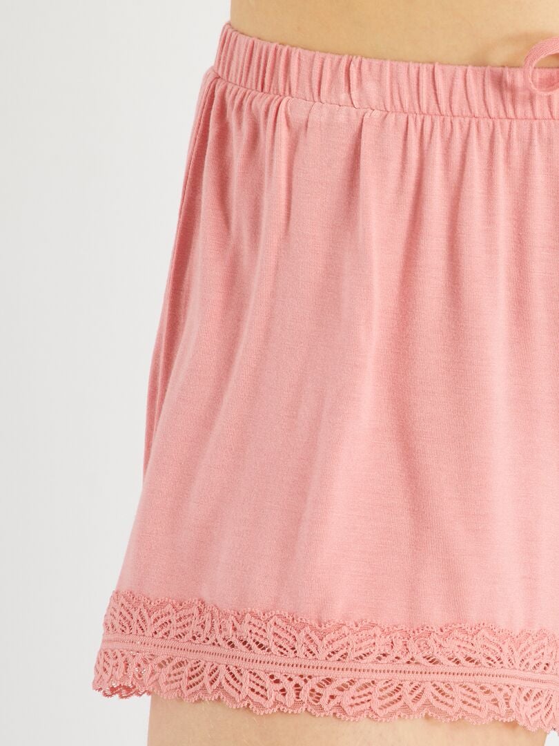 Kanten pyjamashorts - Roze