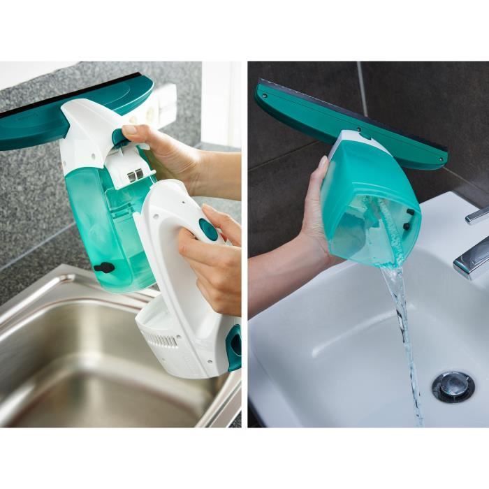 Lavamoquette Leifheit Dry & Clean 51001 con manico, dotata di manico da 43 cm per una pulizia senza aloni, con autonomia della batteria di 38 minuti.