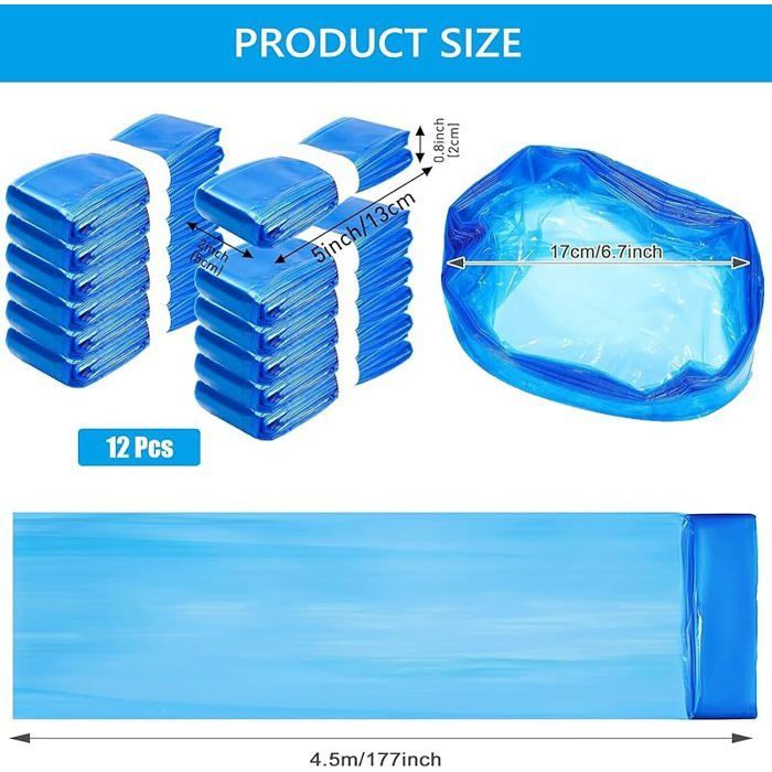 Sacchetti per pannolini usati - confezione da 12, grande capacità, antiodore, compatibili con tutte le ricariche - etichetta blu