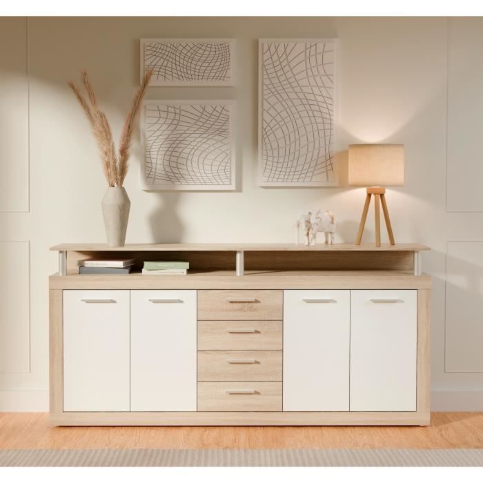 CAVA Contemporary Low Buffet in Oak and White Finish - W 197 cm